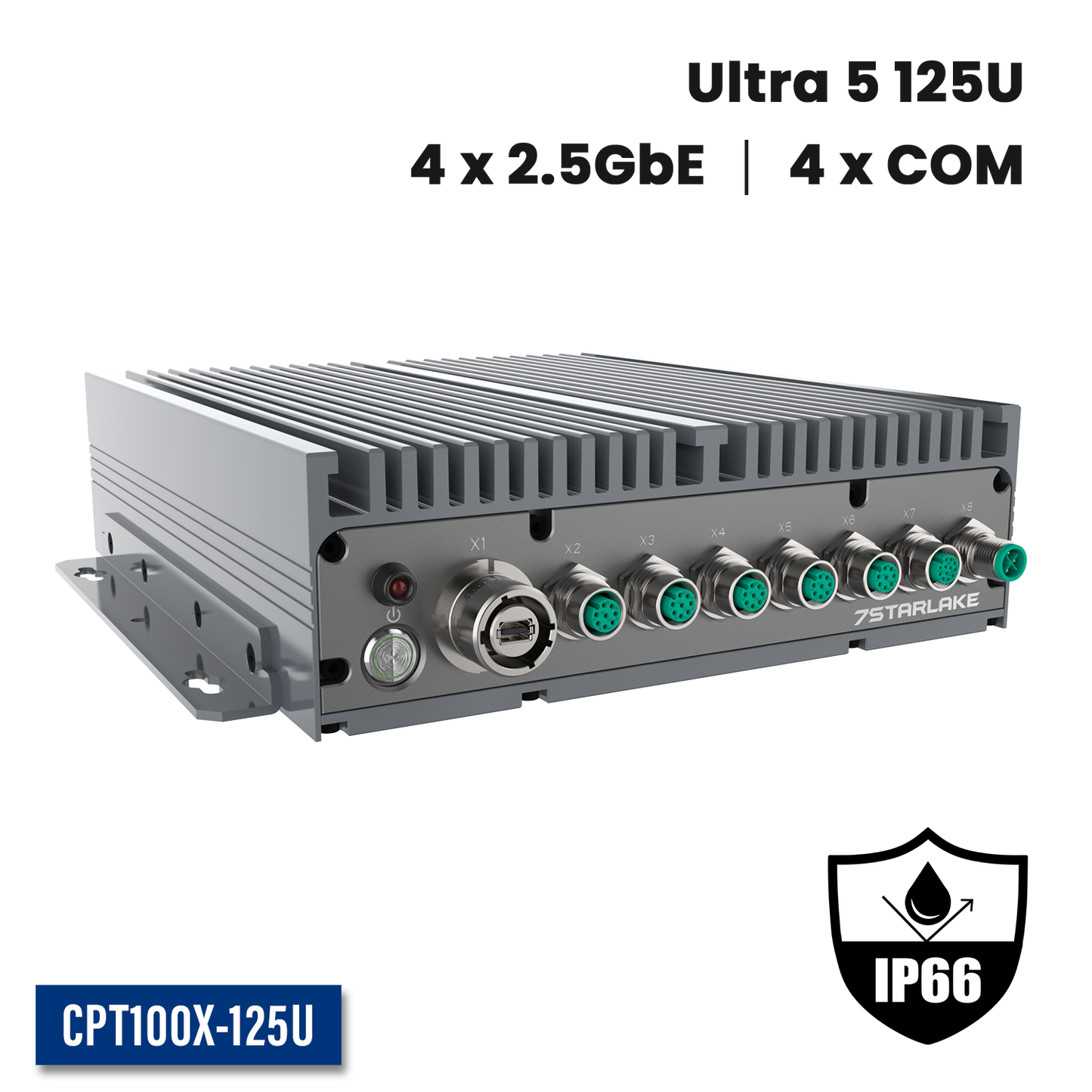 CPT100X-125U: IP66 Waterproof Fanless Embedded Computer with 4 x 2.5GbE, 4 x COM, PoE Option