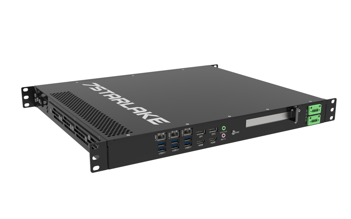 ROC288AA: 1U Fanless Rackmount Server with 3 x LAN, 8 x USB, 4 x Display, Redundant DC-IN 16~31V