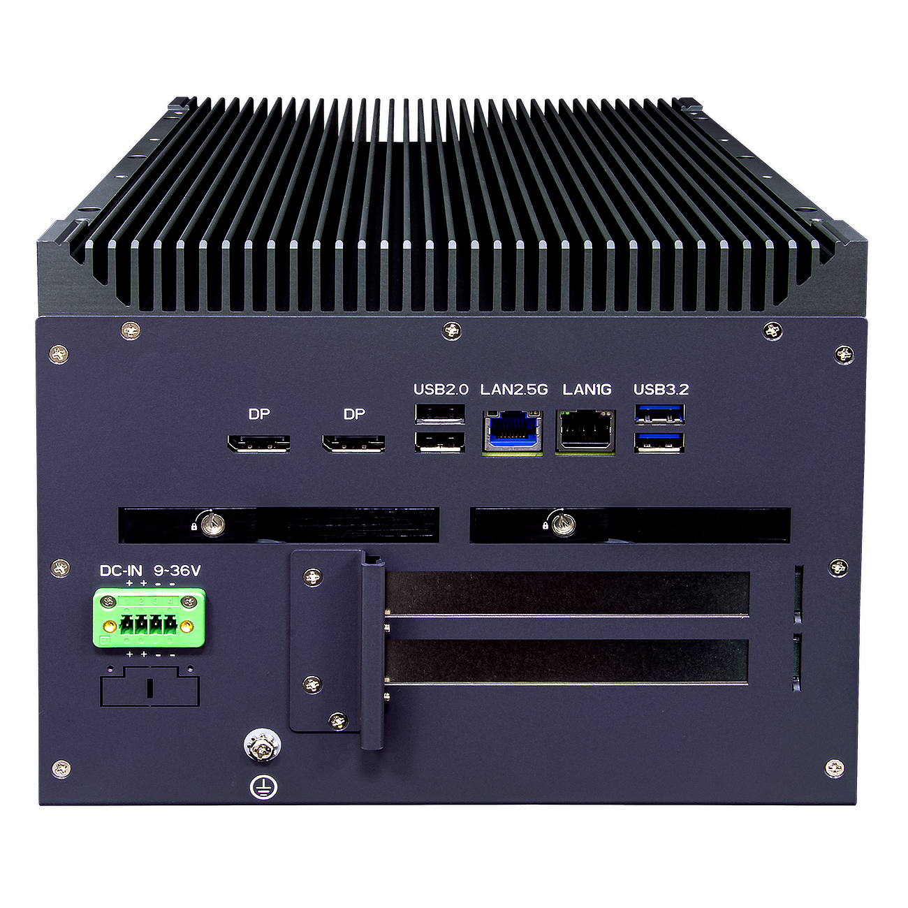 SCH3X2-DC: IEC-61850-3 ,IEEE-1613 Smart Energy Fanless Computer with 2 x PCIe Expansion, 2 x Hot Swappable SSD, DC Input 16~31V