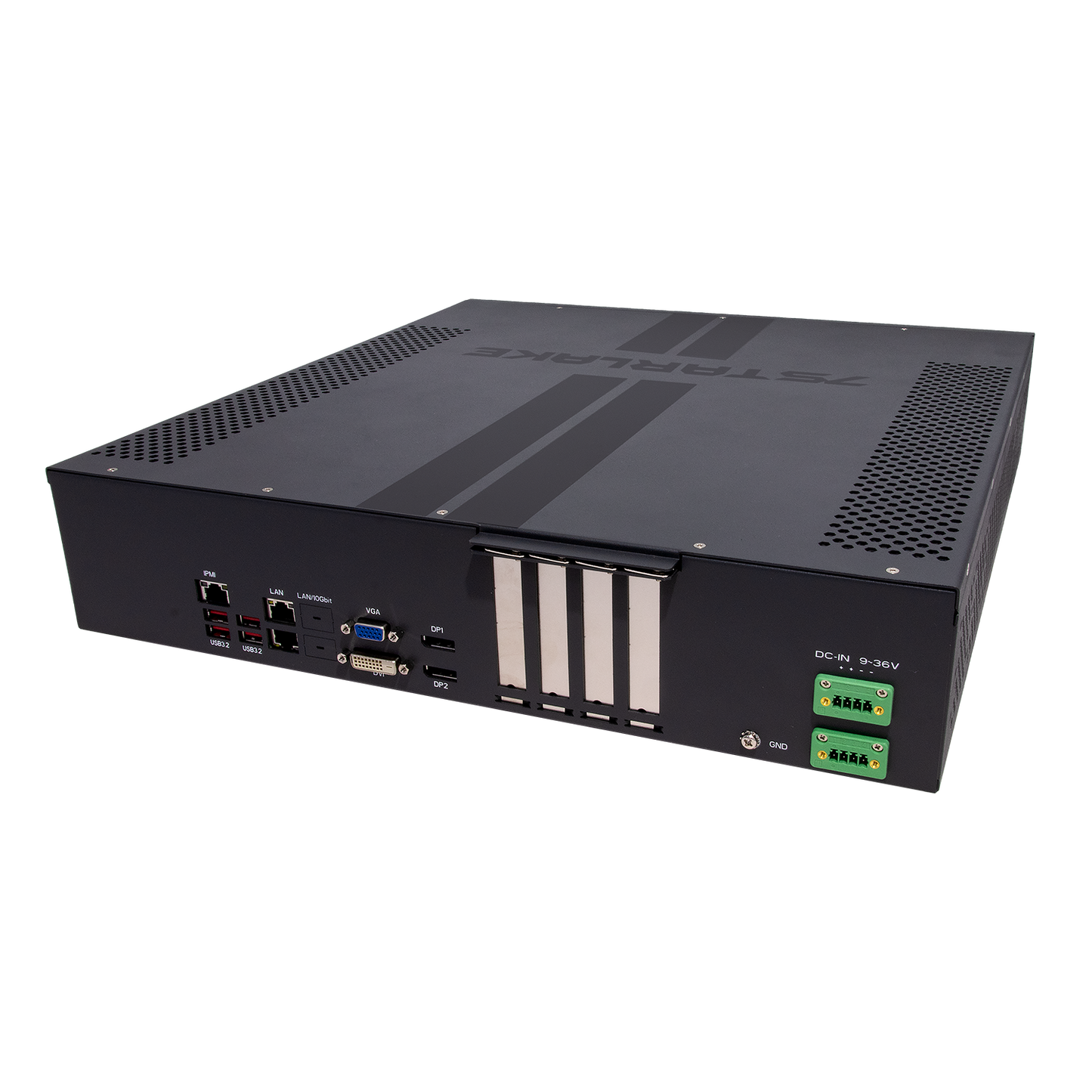 SCH400-AA: 2U 19" Smart Grid Fanless Rackmount Server with 3 x PCIe Expansion, Redundant DC Input 9~36V, 4 x Swappable SSD support RAID 0/1/5/10