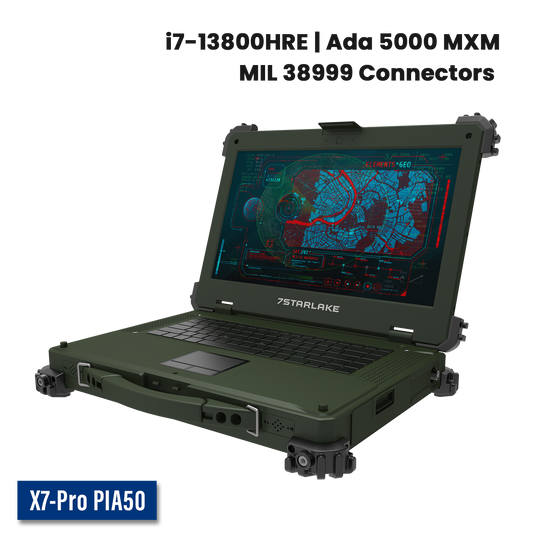 X7-Pro PIA50 Military Laptop | Core i7, RTX ADA 5000 GPU, Multi-Touch, MIL-38999 Connectors
