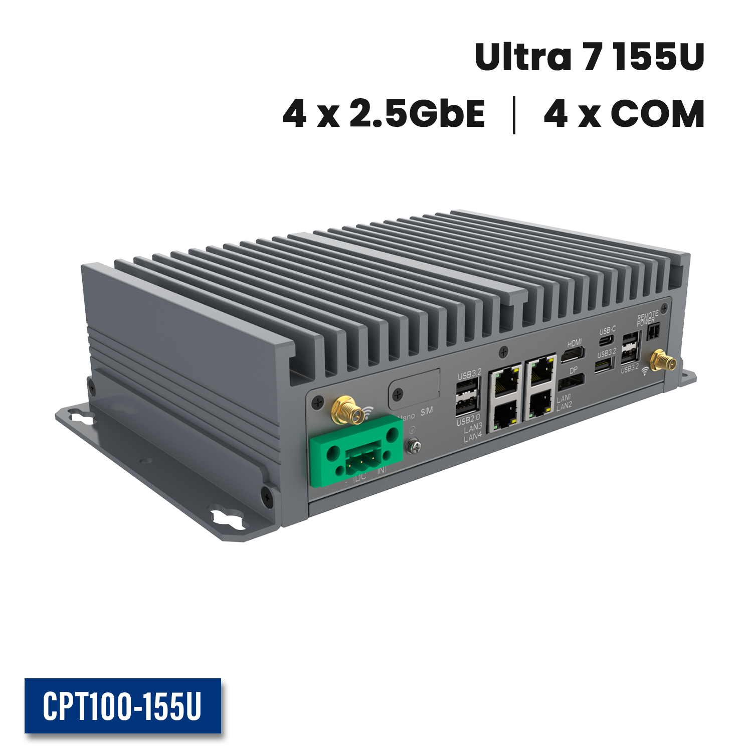 CPT100-155U: SFF Fanless Embedded Computer with 4 x 2.5GbE, 4 x COM, P ...
