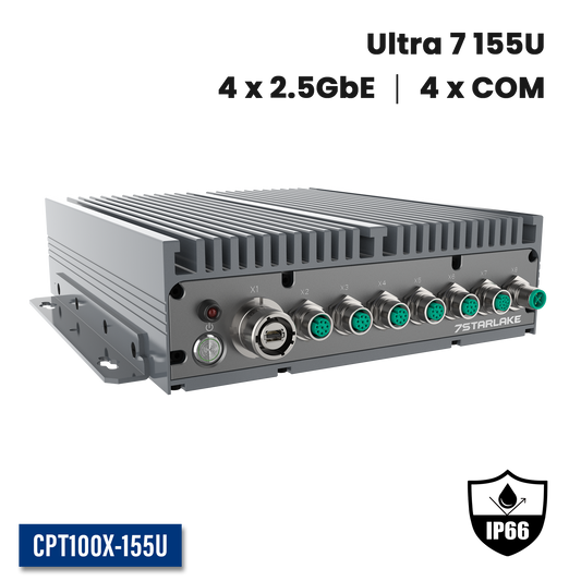 CPT100X-155U: IP66 Waterproof Fanless Embedded Computer with 4 x 2.5GbE, 4 x COM, PoE Option