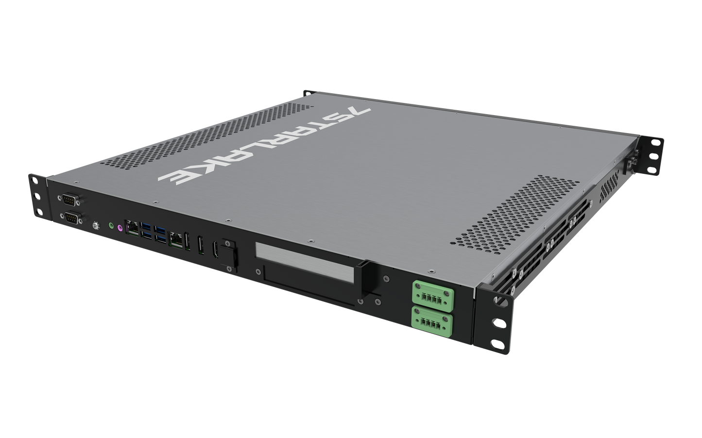 ROC286AA: 1U Fanless Rackmount Server with 2 x COM, 6 x USB, Redundant DC-IN 9~36V