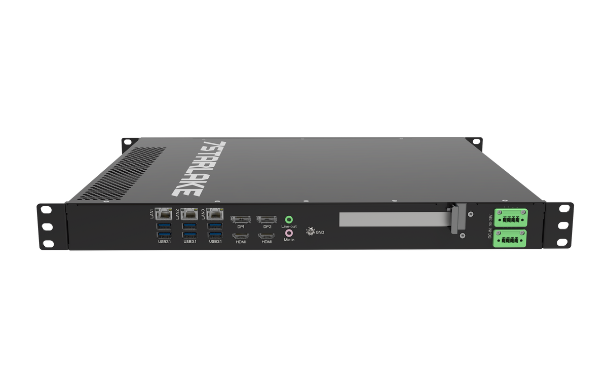 ROC288AA: 1U Fanless Rackmount Server with 3 x LAN, 8 x USB, 4 x Display, Redundant DC-IN 16~31V