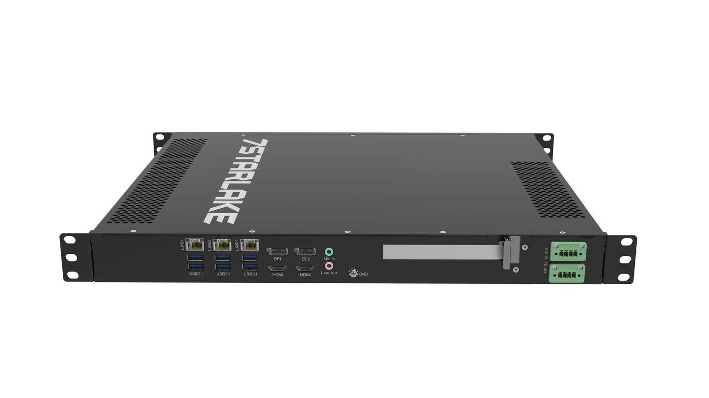 ROC288AA: 1U Fanless Rackmount Server with 3 x LAN, 8 x USB, 4 x Display, Redundant DC-IN 16~31V