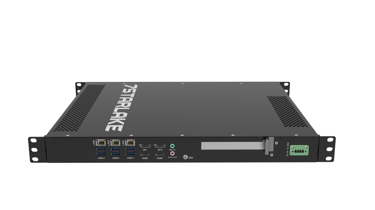 ROC288A: 1U Fanless Rackmount Server with 3 x LAN, 8 x USB, 4 x Display, DC-IN 12~36V