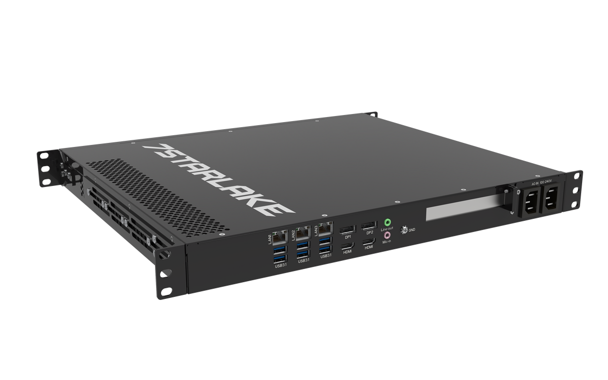 ROC288B: 1U Fanless Rackmount Server with 3 x LAN, 8 x USB, 4 x Display, AC-IN 100~240V