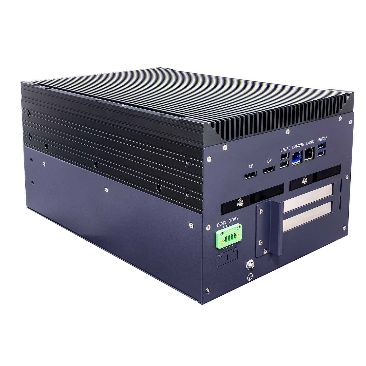 SCH3X2-DC: IEC-61850-3 ,IEEE-1613 Smart Energy Fanless Computer with 2 x PCIe Expansion, 2 x Hot Swappable SSD, DC Input 16~31V