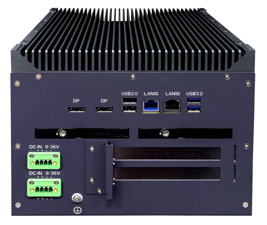 SCH3X2-RDC: IEC-61850-3 ,IEEE-1613 Smart Energy Fanless Computer with 2 x PCIe Expansion, 2 x Hot Swappable SSD, Redundant DC Input 16~31V