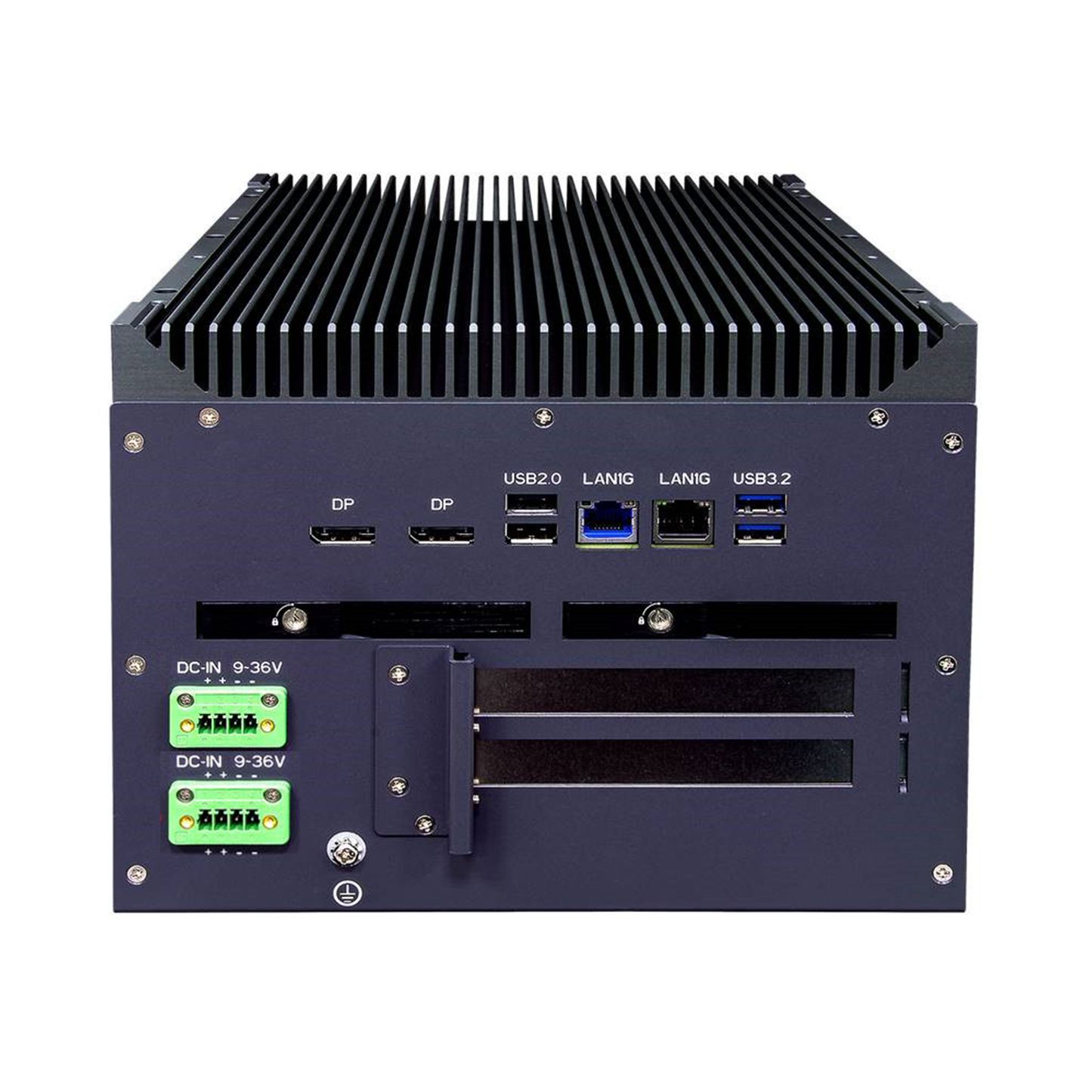 SCH3X2-RDC: IEC-61850-3 ,IEEE-1613 Smart Energy Fanless Computer with 2 x PCIe Expansion, 2 x Hot Swappable SSD, Redundant DC Input 16~31V