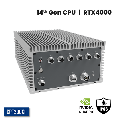 CPT200X1:  IP66 Waterproof Fanless Embedded Computer with 4 x 2.5GbE w/M12,1 x miniDP w/M20, 1 x USB3.0 w/M20
