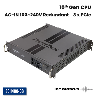 SCH400-BB: 2U 19" Smart Grid Fanless Rackmount  Server with 3 x PCIe Expansion, Redundant AC Input 100~240V, 4 x Swappable SSD support RAID 0/1/5/10