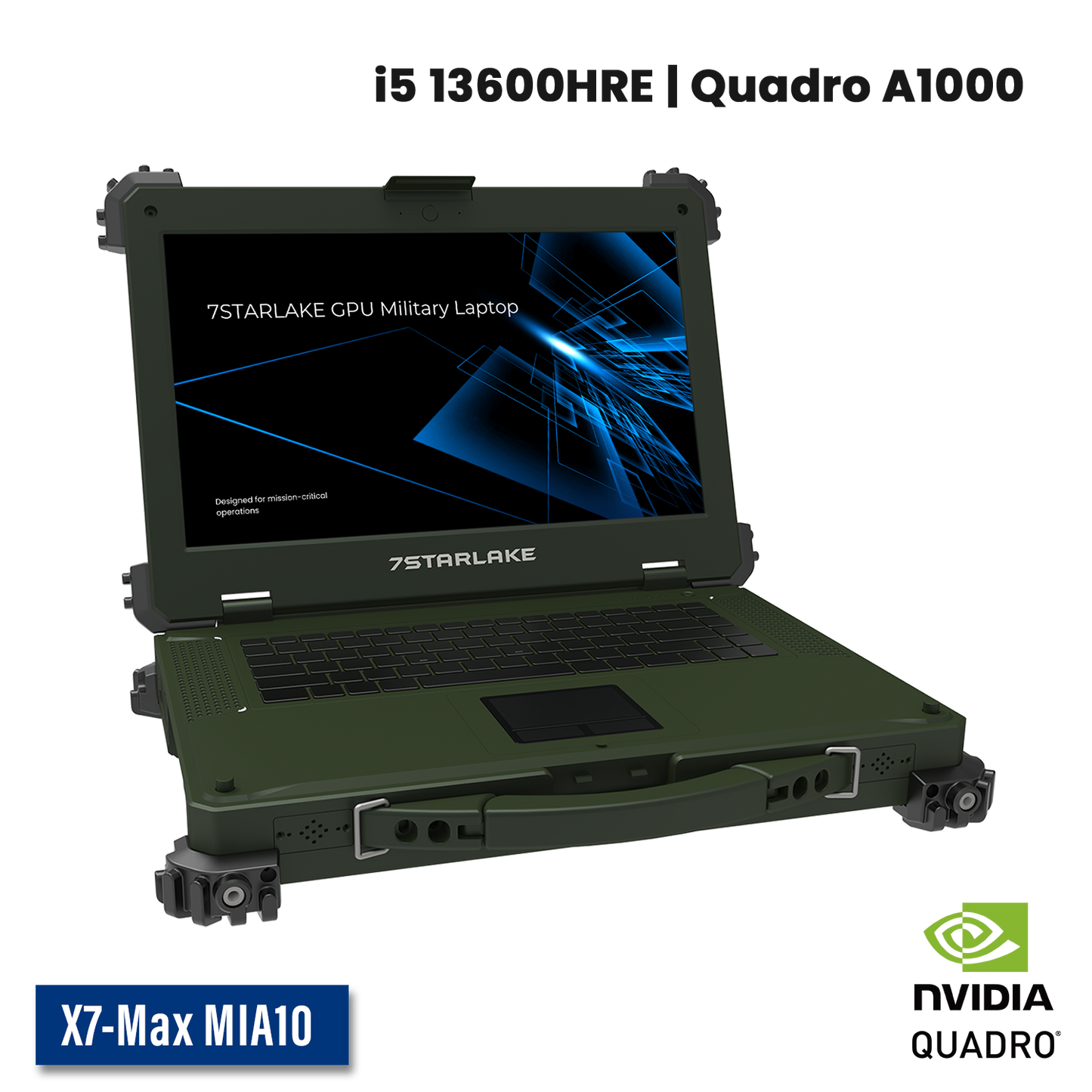 X7-Max MIA10 Military Laptop | Core i5, Quadro A1000 GPU, Multi-touch Screen