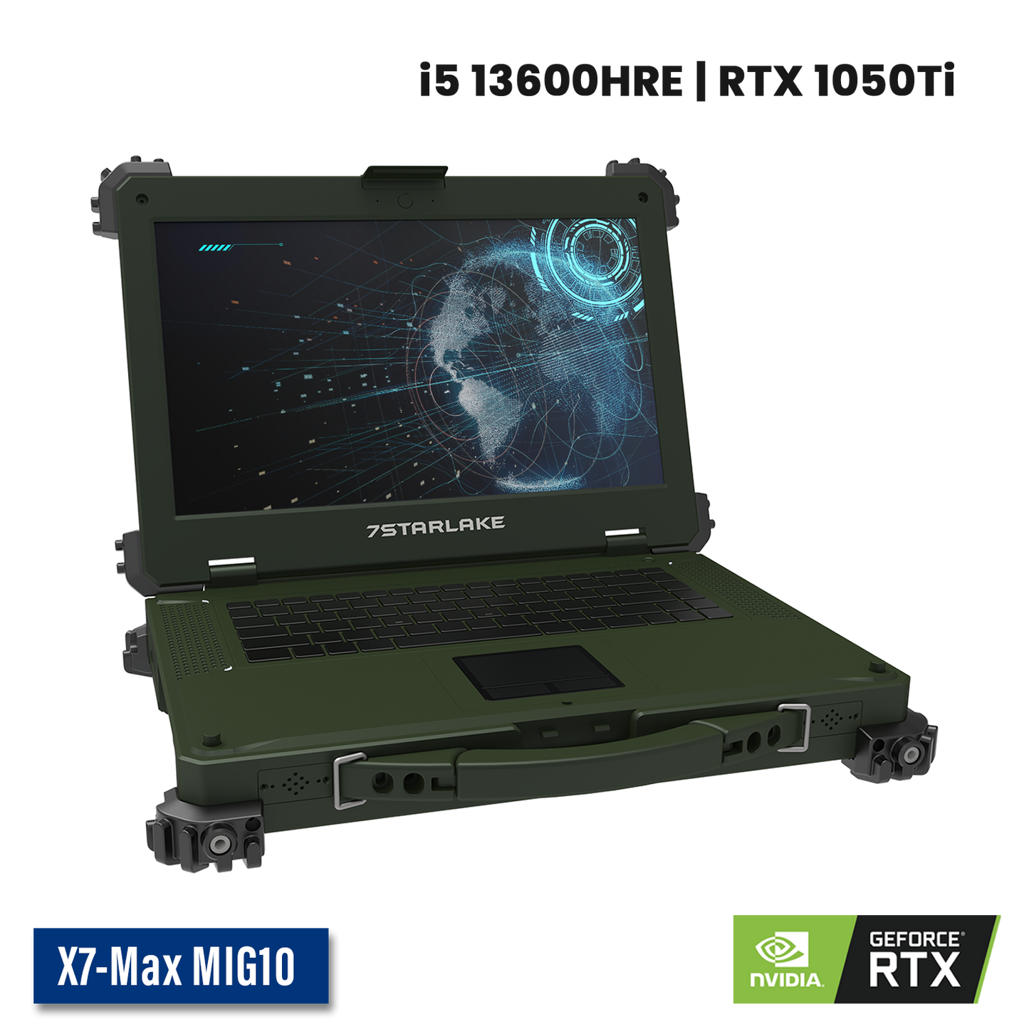 X7-Max MIG10 Military Laptop |  Core i5, RTX 1050Ti GPU, Multi-touch Screen