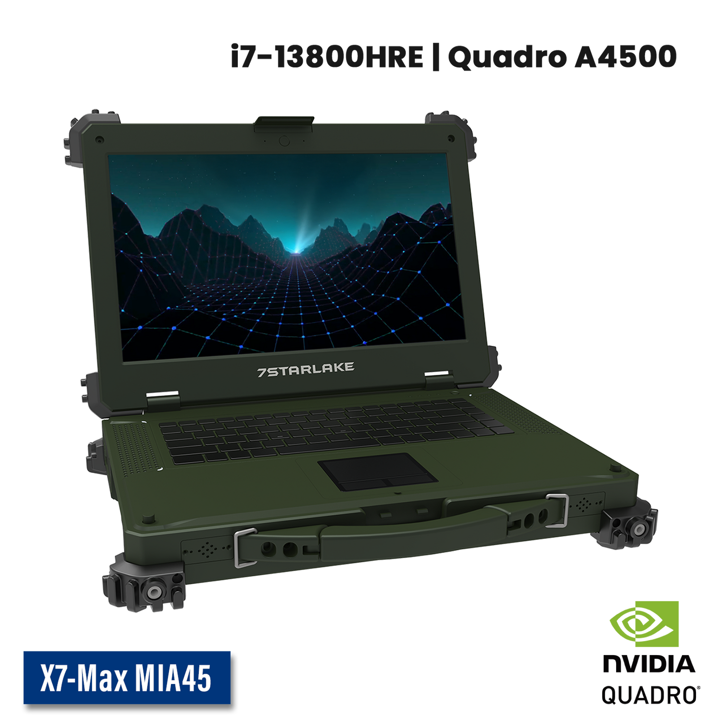 X7-Max MIA45 Military Laptop | Core i7, Quadro A4500 GPU, Multi-touch Screen