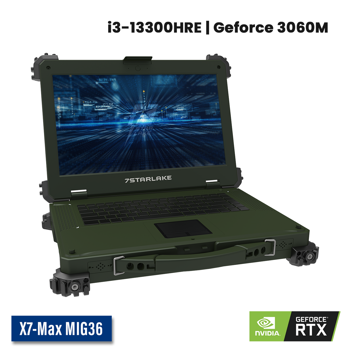X7-Max MIG36 Military Laptop | Core i3, RTX 3060M GPU, Multi-touch Screen