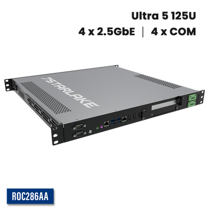 ROC286AA: 1U Fanless Rackmount Server with 2 x COM, 6 x USB, Redundant DC-IN 9~36V