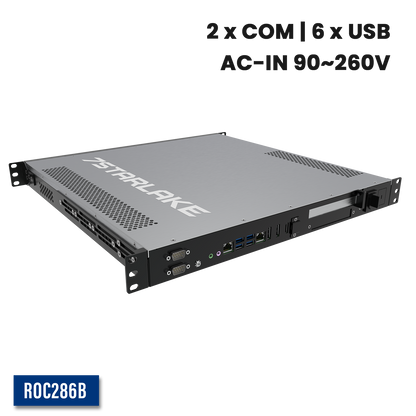 ROC286B: 1U Fanless Rackmount Server with 2 x COM, 6 x USB, AC-IN 90~260V