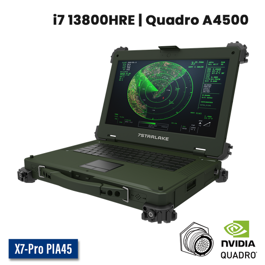 X7-Pro PIA45 Military Laptop | Core i7, QUADRO A4500, Multi-Touch, MIL-38999 Connectors
