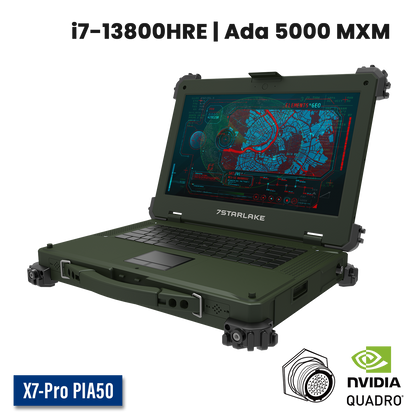 X7-Pro PIA50 Military Laptop | Core i7, RTX ADA 5000 GPU, Multi-Touch, MIL-38999 Connectors