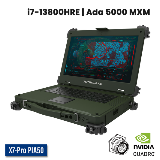 X7-Pro PIA50 Military Laptop | Core i7, RTX ADA 5000 GPU, Multi-Touch, MIL-38999 Connectors